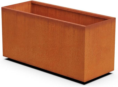 Plantercraft Corten Steel Planter Rectangle Rustic Metal Garden Box, 40" Length 16" Width 20" Height, Heavy Duty | Made in USA | Fully Assembled | Commercial Residential | with Drain Holes
