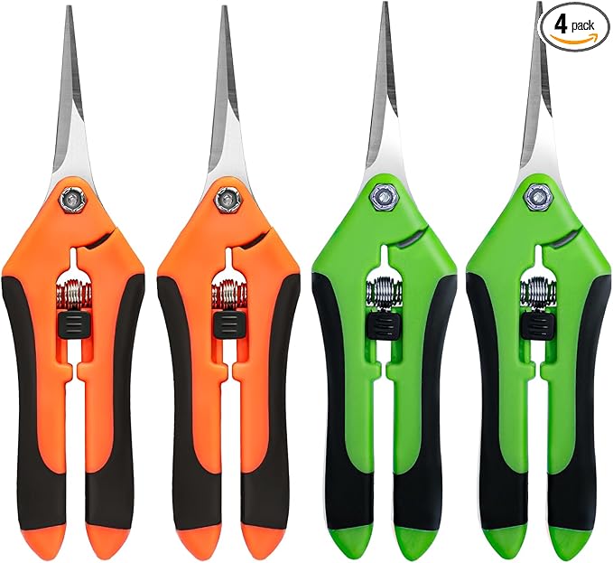4 Pack Garden Shears, Stainless Steel Shears Gardening Tools, Scissors, Garden Clippers, Pruning Shears for Gardening Shears & Scissors (Orange Green)