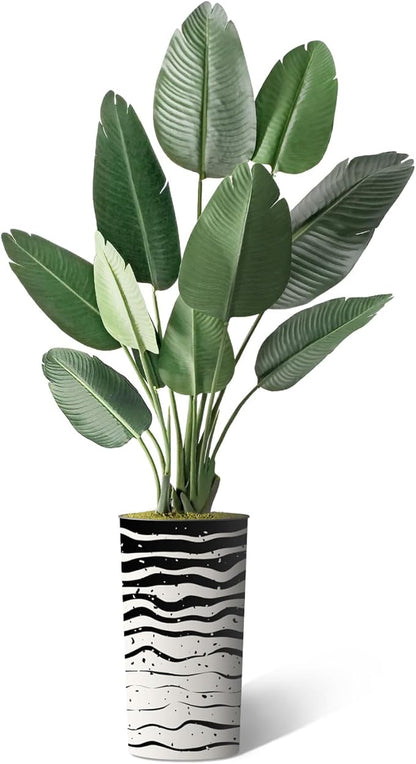 Artificial Tree in Contemporary Zebra Pattern Planter, Fake Bird of Paradise Silk Trees for Indoor and Outdoor Home Decoration - 67" Overall Tall (Plant Pot Plus Tree)
