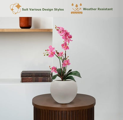9.7" H x 12" D Globo Fiberstone Round Planter with Drainage Hole, Smooth Finishes, Weather Resistant for Indoor and Outdoor Use, Included 2 Extra Coco Mats (Taupe, 7.8" Pot Opening)