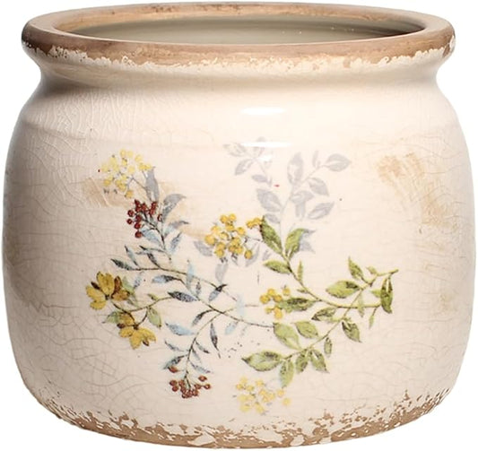 Pots for Plants, Ceramic Planters for Indoor Plants, 6.29'' Plant Pots with Drainage, Vase & Planters, Vintage Rustic Pots for Indoor Plant, Home & Christmas Decor, Yellow Sage