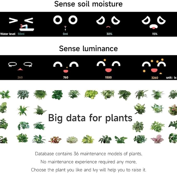 Smart Flowerpots,Smart Pet Planter,Ai Planter,Intelligent Flowerpots,Multiple Expressions,7 Smart Sensors, and Ai Chips Make Raising Plants Easy and Fun for Living Room,Plant-Free(Green)