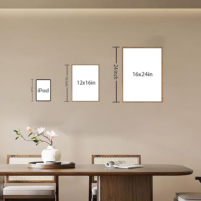 Bwodke Boho Wall Art, Framed Abstract Wall Art, Botanical Canvas Wall Decor, Mid Century Plant Leaf Geometric Pictures Set of 3, Minimalist Paintings, for Bedroom Living Room Bathroom 16"x24"