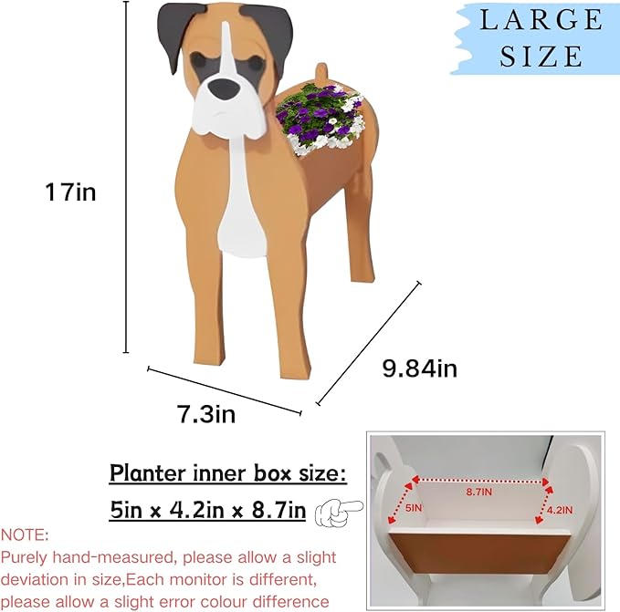 Boxer Dog Planter,Cute Large Dog Flower Pots,Gifts for Pet Lovers,Unique Animal Plant Pots,Office,Indoor Outdoor Garden Decor(9.84 * 7.3 * 17in)