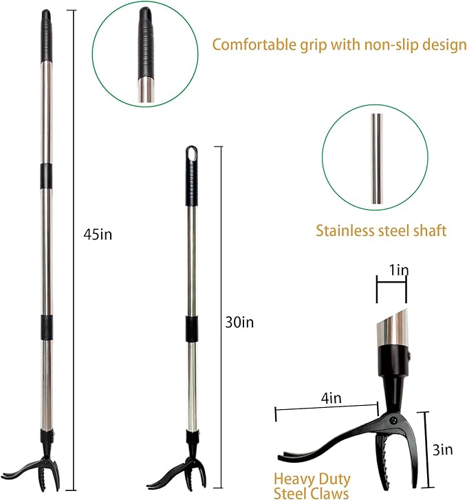 Weeder - Long-Handle Standing Weed Puller - 4-Claw Steel Head Weeder, Lawn/Yard-Specific Weed Removal Tool, Easily Remove Weeds Without Bending or Kneeling.