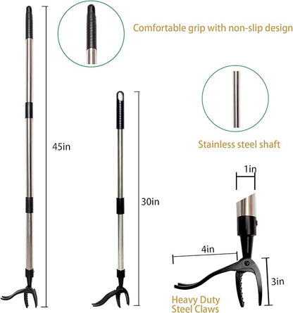 Weeder - Long-Handle Standing Weed Puller - 4-Claw Steel Head Weeder, Lawn/Yard-Specific Weed Removal Tool, Easily Remove Weeds Without Bending or Kneeling.