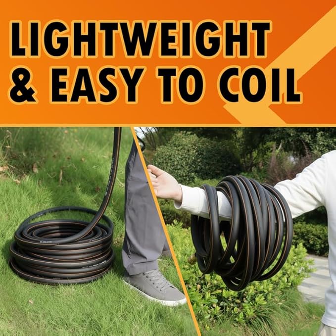 5/8 in. × 22 ft. Flexible Hybrid Garden Hose, High Flow 5/8" I.D. No Memory Durable Lightweight Water Hose for Watering, Irrigation, Water Transfer Pump