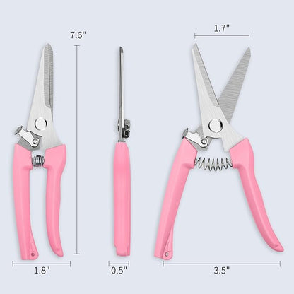 Flower clippers, 7.6 inch Pruning Shears for Beginners, High Strength Steel, Sharp Rust Resistant Floral Scissors with Comfortable Grip Handles, Garden Clippers, Rose Clippers for Gardening -PINK