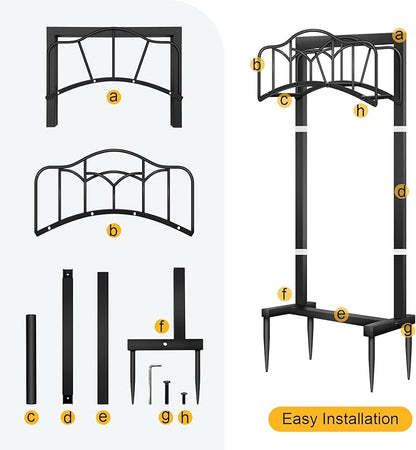 Garden Hose Holder -Upgraded Hose Holder Holds 100-feet Hose,Freestanding Heavy Duty Hose Hanger,Sturdy Hose Stand for Lawn & Yard,Black