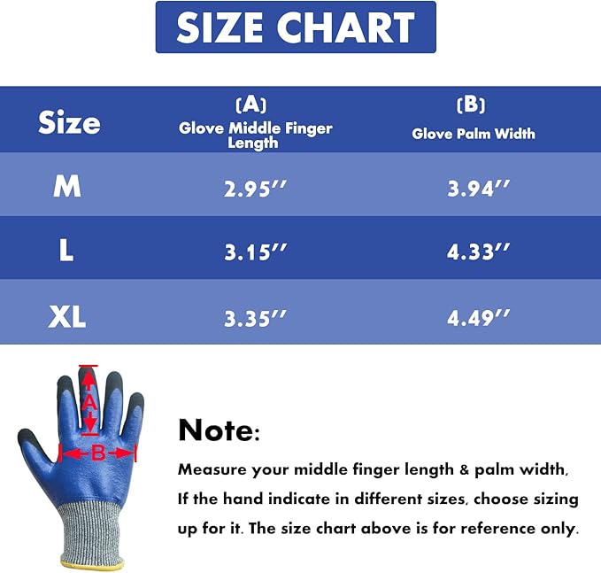 Durable Gardening Gloves, Heavy Duty Nitrile Garden Gloves, Double Coated (XL, 2 Pairs Blue)