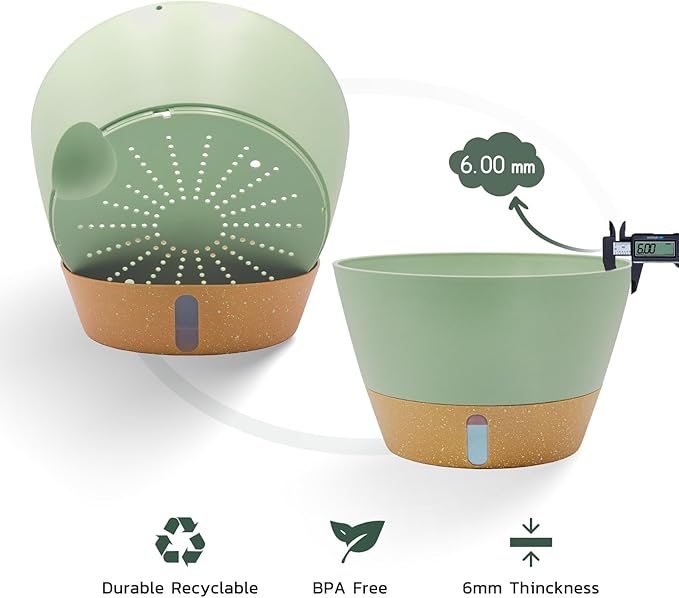 ZMTECH 12 Inch Large Hanging planters for Indoor, 2 Pack Self Watering Plant Pot for Outdoor Garden Porch, Hanging Flower Pot with Visible Water Level & Removable Tray(12Inch, Green)