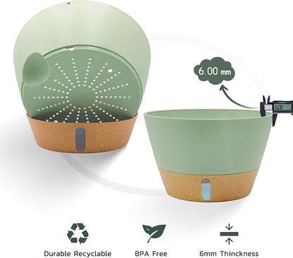 ZMTECH 12 Inch Large Hanging planters for Indoor, 2 Pack Self Watering Plant Pot for Outdoor Garden Porch, Hanging Flower Pot with Visible Water Level & Removable Tray(12Inch, Green)