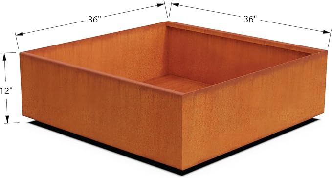 PLANTERCRAFT Corten Steel Planter Square Cube Metal Garden Box Heavy Duty | Made in USA | Fully Assembled | Commercial Residental Outdoor