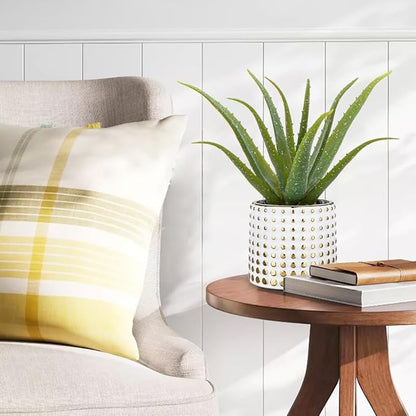 Artificial Succulent Aloe Plants 14.2 Inch Large Faux Succulents with Ceramic Pot Fake Aloe Potted Plant for Home Indoor Bathroom Table Bedroom Shelf Office Decor