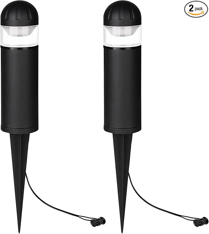LED Landscape Bollard Pathway Light, 2W, DC 12V Low Voltage Path Lighting Outdoor Waterproof, Die-Casted Aluminum Housing for Garden Light, 3000K Warm White Pack of 2