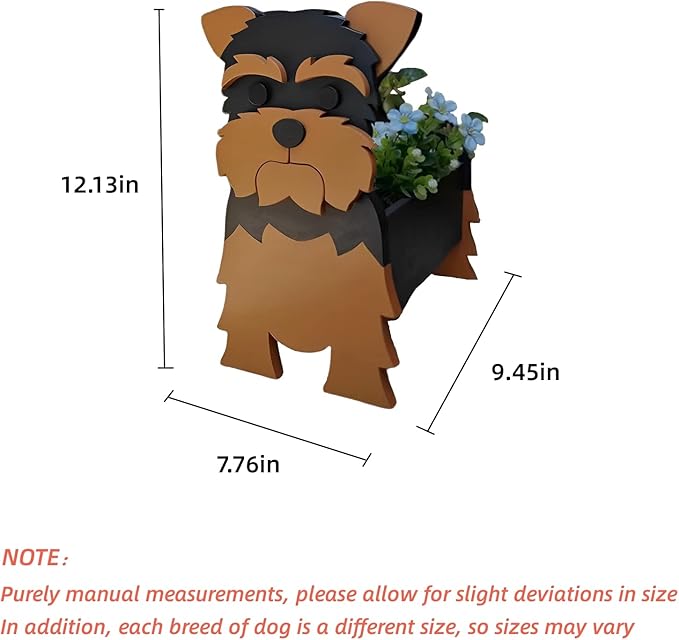 Yorkshire Dog Planter,Cute Dog Flower Pot,Gifts for Pet Lovers,Unique Animal Plant Pots,Office,Indoor Outdoor Garden Decor(9.45 * 7.76 * 12.13in)