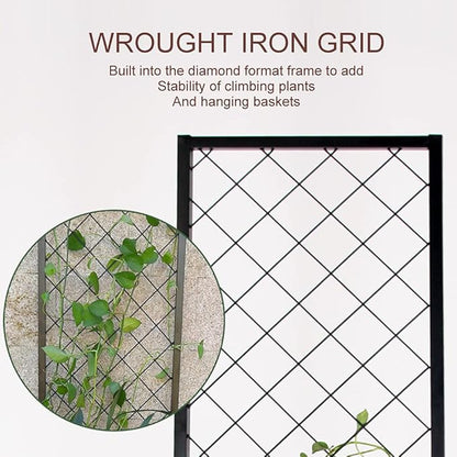Zhongma 15.75 x 15.75 x 55 in Raised Garden Bed with Trellis,Heavy Duty Plant Box for Climbing Plants with Drainage Hole, Metal Lattice Planter Gardon Box with Inner Fabric Liners.