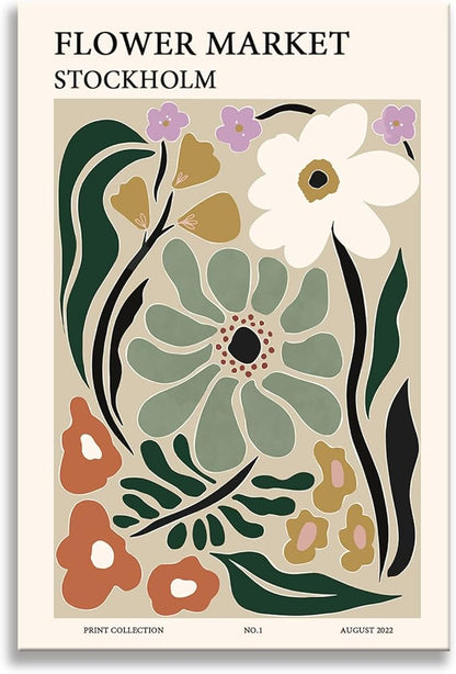 Zzuyi Flower Market Poster,Botanical Prints,Green Flower Prints Anthropologie art for Bathroom,Aesthetic Decor-20x30