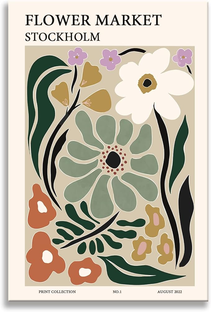 Zzuyi Flower Market Poster,Botanical Prints,Green Flower Prints Anthropologie art for Bathroom,Aesthetic Decor-16x24