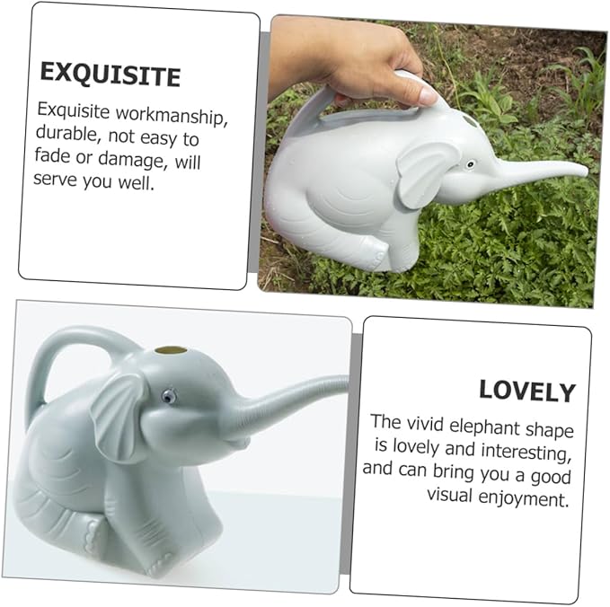 2pcs Adorable Elephant Watering Can with Long Spout Lightweight Plastic Garden Watering Pot for Indoor Outdoor Plants and Home Gardening