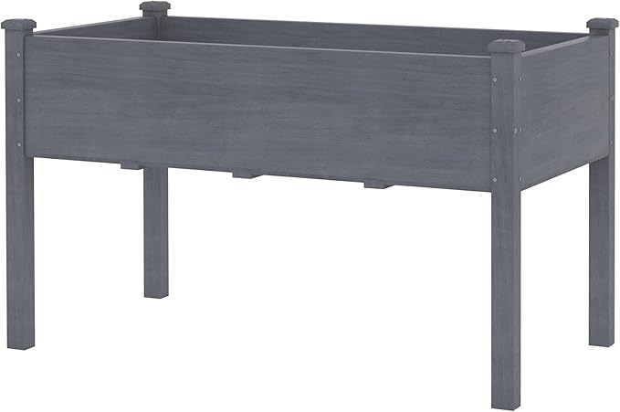 MUPATER 4x2FT Raised Garden Bed, Raised Planter Box with Four Legs, Elevated Garden Bed with Drainage Holes for Herbs, Flowers and Vegetables for Garden, Greenhouse and Farm, Gray