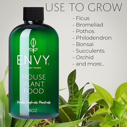ENVY House Plant Food – Advanced Liquid Fertilizer for Indoor Plants – All-Purpose One-Part Formula for Stronger Roots, Greener Leaves & Faster Growth (32oz)