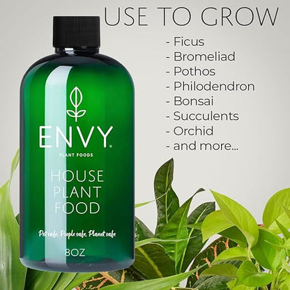 ENVY House Plant Food – Advanced Liquid Fertilizer for Indoor Plants – All-Purpose One-Part Formula for Stronger Roots, Greener Leaves & Faster Growth (32oz)