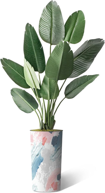 Artificial Tree in Modern Planter, Fake Bird of Paradise Silk Tree for Indoor and Outdoor Home Decoration - 67" Overall Tall (Plant Pot Plus Tree)