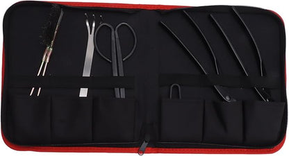 6pcs Succulent Plants Tools, Stainless Steel Bonsai Tool Set, Durable Gardening Hand Tools with Storage Bag for Home Garden Yard, Carbon Steel Leaf Bud Scissors Rake Pliers Brush