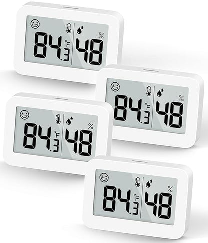 DOOMAY Mini Hygrometer Indoor Thermometer, Digital Humidity Gauge with Celsius Fahrenheit Switch Button,Humidity Meter Temperature Monitor for Babyroom Cellar Reptile Incubator Closet (4, White, 5 CM)