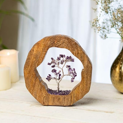 RITUALISTIC Amethyst Crystal Tree of Life in Wooden Ring - Spiritual Gift for Energy Flow & Chakra Healing, Feng Shui Gemstone Bonsai Tree, Home Decor, Wealth & Luck | Perfect for Gift & Christmas