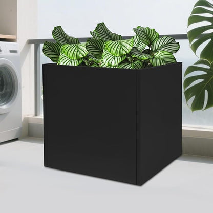 DYNAMI Square Planter Box with Removable Partition,26x26x26in Steel Metal Planters Large Cube Plant Pot for Outdoors,Modern Heavy Duty Flower Pot for Patio, Deck, Yard, Garden (Black, 26inch)