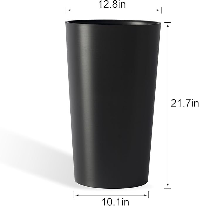 2Pack 23" Tall Modern Plant Pots Black, Indoor/Outdoor Planting with Wire Drawing Process, Containers Large Decorative Tree Planter Front Porch Patio