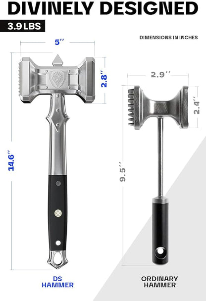 Dalstrong Meat Tenderizer Tool - NEW IMPROVED - Dual Sided, Extra-Large Meat Hammer - Premium High-Carbon Stainless Steel - Meat Mallet - Chef Pounder - Black G10 Handle