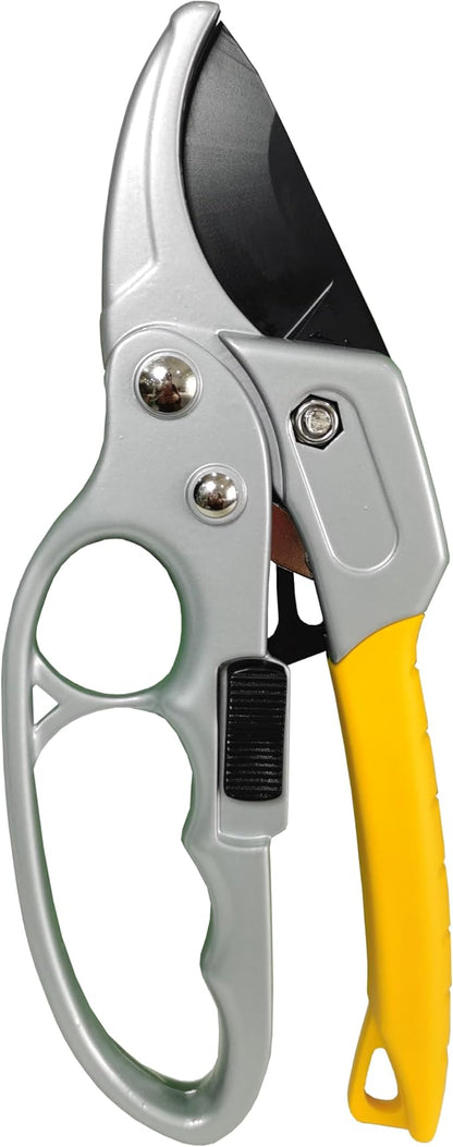 Pruning Shears for Gardening, Work 3 Times Easier, Garden Scissors & Clippers for arthritis weak, Professional Branch Garden Secateurs (Yellow)