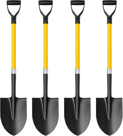 4 Pack Heavy Duty Digging Shovel Long Metal Shovel with Comfortable D Handel, Trenching Digging Spade for Garden Landscaping Construction, Snow Beach Sand(Water Drop)