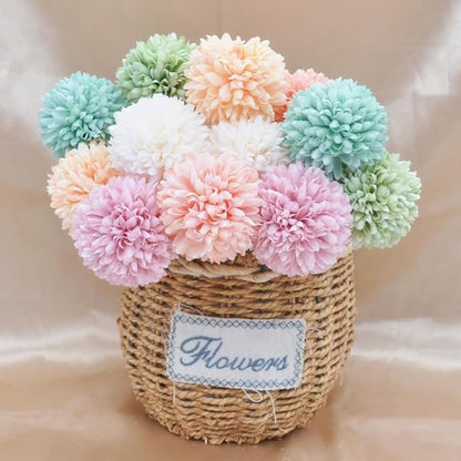 Artificial Chrysanthemum Ball Flowers Bouquet 12pcs Present for Important People Glorious Moral for Home Office Coffee House Parties and Wedding (Colorful)