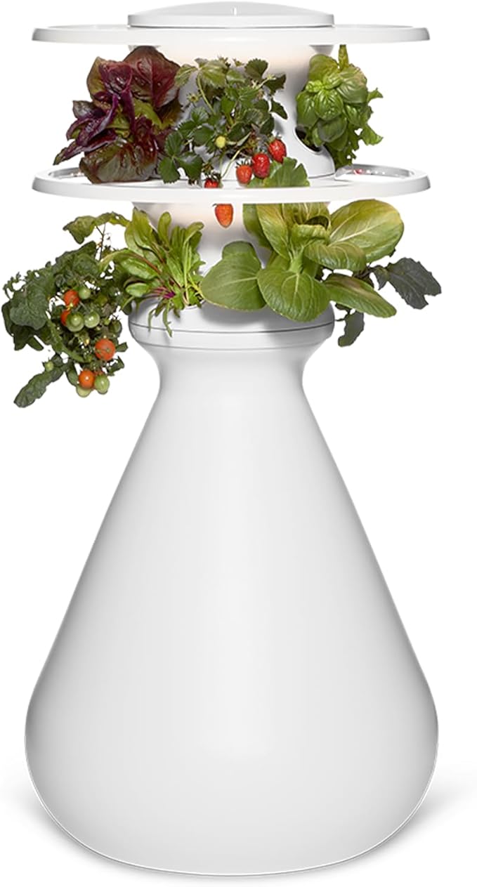 Farmstand Starter Kit with Glow Rings and 12 Seedling Credits | Tiny Hydroponic Growing System Kit | Vertical Garden Planter Tower | 3ft 8in Tall