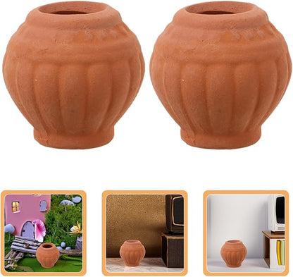 Alasum 2Pcs Mini Terracotta Pots Set for Succulent and Cactus Plants, Handmade Tiny Clay Planters for Indoor Desktop Nursery, Classic Natural Terracotta Flower Holders