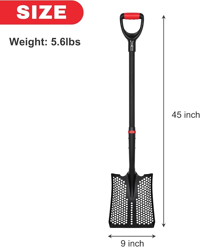 SHARK ATTACK 5-Piece Steel Shovel Set with D-Grip Handles Sifting Shovel- Multi-Size Garden Shovels with Powder Coating for Digging, Planting & Car Emergency