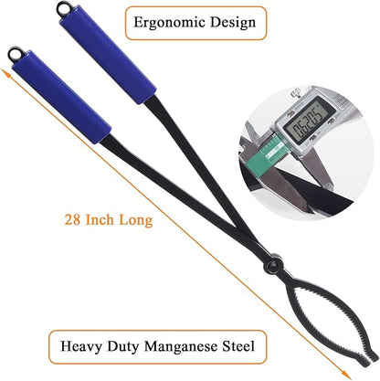 28" Firewood Tongs Log Grabber for Thick Logs Outdoor Indoor Camfire Firepit Bonfire Fireplace Tongs Heavy Duty Wrought Rustproof Safely Moves Firewood