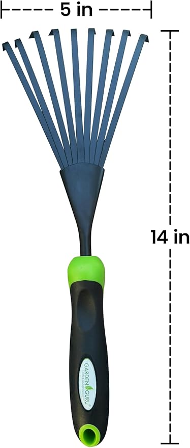 Garden Guru Hand Rake Soil Tiller Tool with Ergonomic Handle – Strong Carbon Steel - Rust Resistant – Great for Gardening, Cultivating, Loosening Soil & Spreading Mulch, Raking Flower Beds (4 Pack)