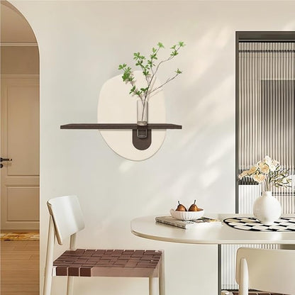 Creative Sandstone Wall Art Decor, Wall Decoration with Vase and Artificial Plant, Three-Dimensional Wall Mural for Living Room, Restaurant(White)