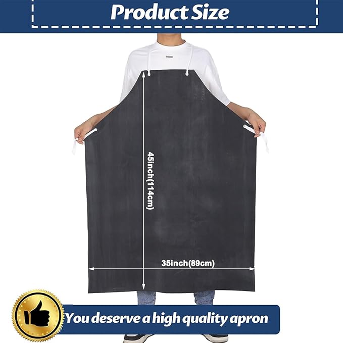 Neoprene Apron - 35’’ X 45’’ Plus Size Rubber Aprons Offers Chemical, Oil and Grease Protection, with Puncture and Abrasion Resistance 3PACK