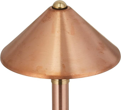 VOLT Conehead 12V Copper Mini Path Light (7" Shade, 15" Tall) for Low Voltage Landscape Lighting on Outdoor Pathway, Walkway, Garden, Driveway or Patio