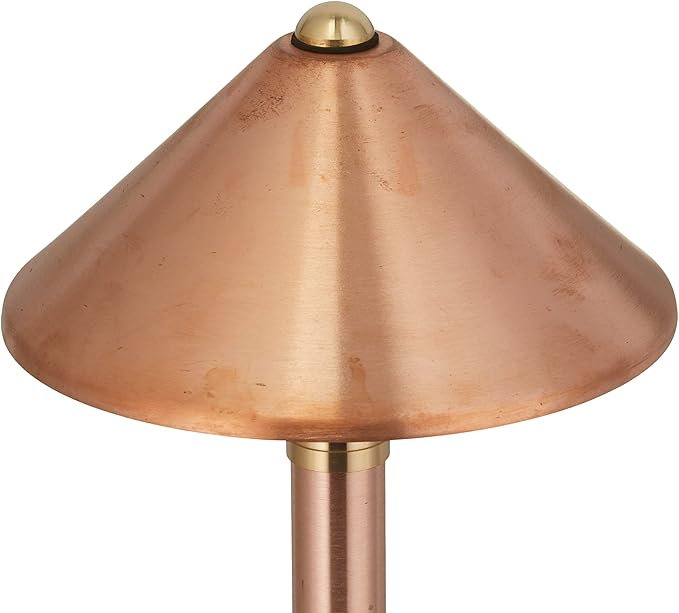 VOLT Conehead 12V Copper Path Light (7" Shade, 25" Tall) for Low Voltage Landscape Lighting on Outdoor Pathway, Walkway, Garden, Driveway or Patio