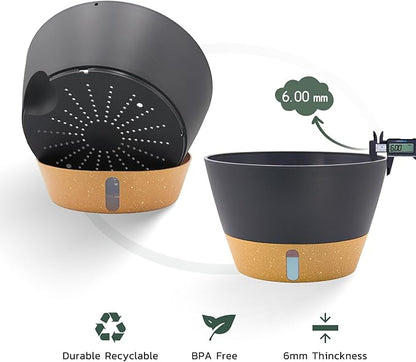 ZMTECH 12 Inch Large Hanging Planters for Outdoor Plants, Self Watering Hanging Planter with Visual Reservoir, Hanging Baskets for Plants Indoor with Drainage Hole and Plant Hanger(3 Pack, Gray)
