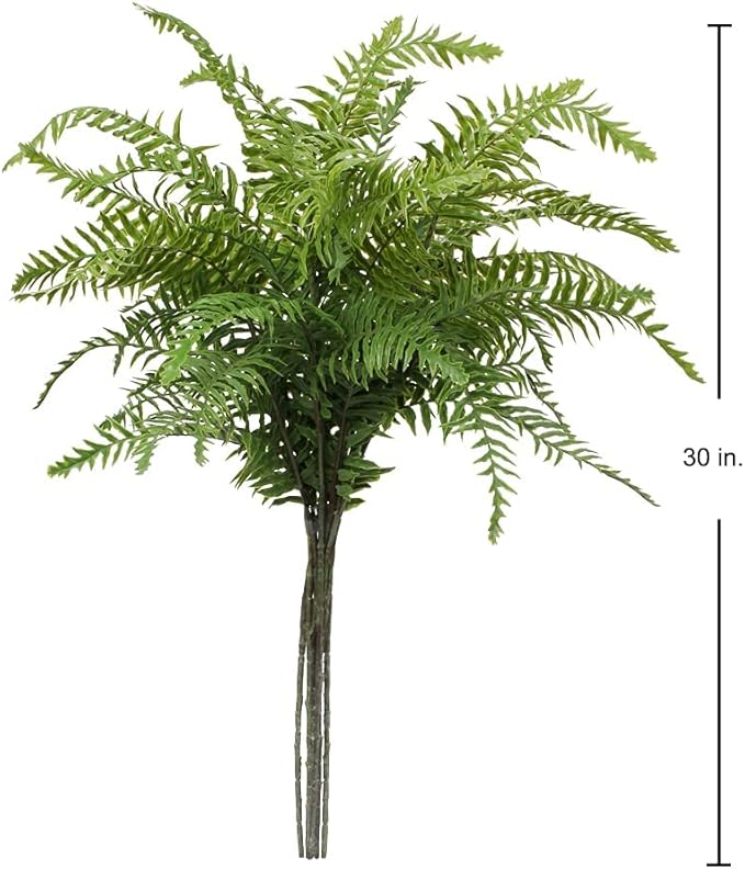 Briful 30" Artificial Boston Fern Plants Bushes Fake Shrubs Bush Greenery Plants Faux Fern Plant Large for Outdoors UV Resistant Garden Plants or Home Office Desk Indoor Decor 6pcs