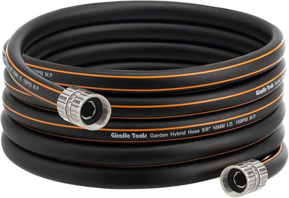Giraffe Tools Leader Hose 10ft x 5/8", Custom Length, Heavy Duty, No Kink, Flexible, Rubber Garden Hose, Leakproof Water Hose with Female to Female Fittings, 600 Burst PSI