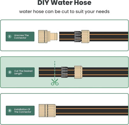 Giraffe Hybrid Leader Hose 5/8" x 15ft, Custom Length, NO Kink, Flexible, Leakproof Water Hose with Male to Female Fittings, 600 Burst PSI